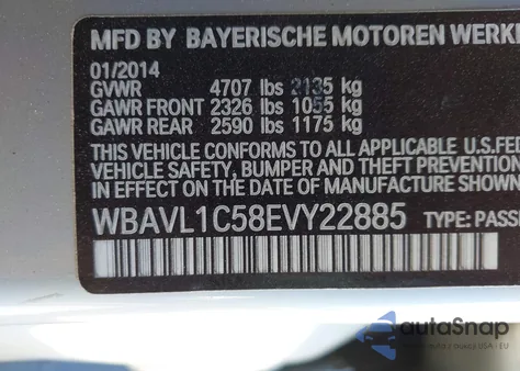 2014 BMW X1 xDrive28I из США, поврежденный, VIN WBAVL1C58EVY22885